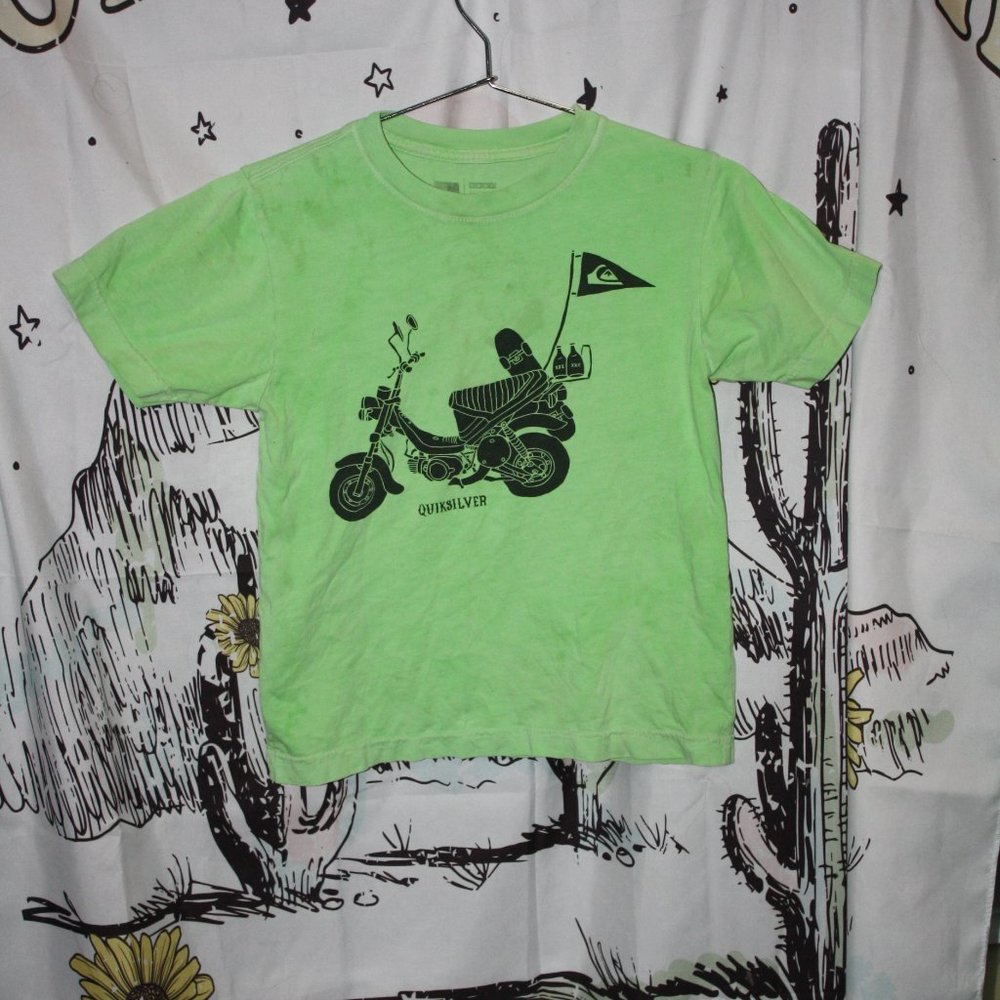 Little Boys Quiksilver Neon Green Tee Boys Medium